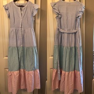 English Factory striped colorblock cotton maxi dress